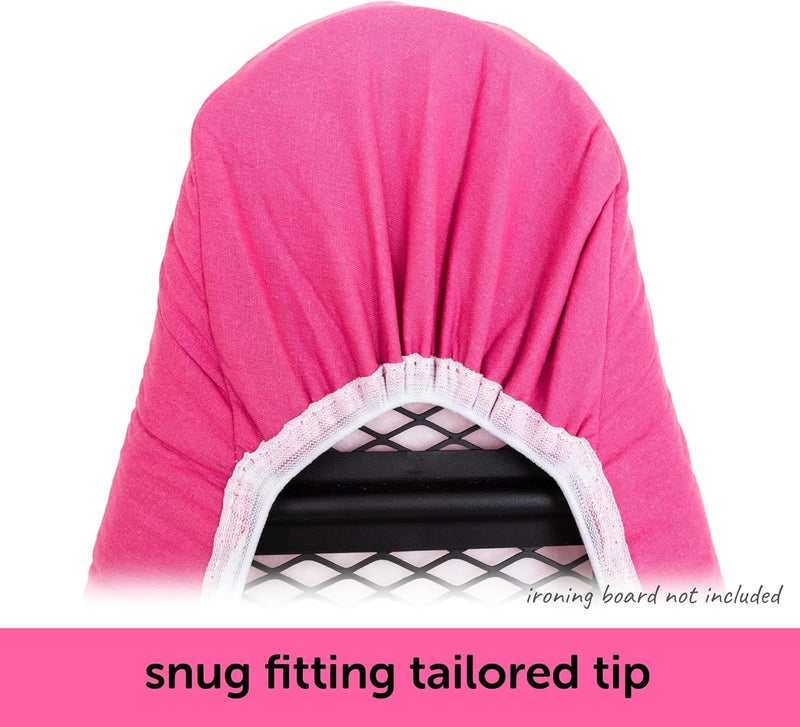 Oliso Ironing Board Cover, Durable 100% Cotton Lined with Professional Grade Felt pad - Fits Standard 54” x 15" Boards, a Wide Elastic Edge, Two Adjustable Straps for Secure Fit (Raspberry) - Image 2